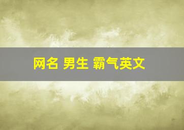 网名 男生 霸气英文